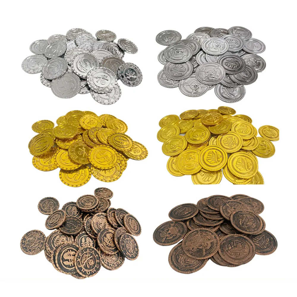 Arcade Game Coin - 100/200 шт., Пластиковые пиратские золотые и